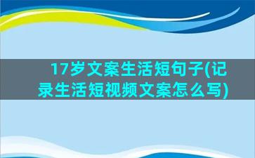 17岁文案生活短句子(记录生活短视频文案怎么写)