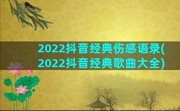 2022抖音经典伤感语录(2022抖音经典歌曲大全)