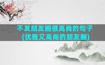 不发朋友圈很高尚的句子(优雅又高尚的朋友圈)