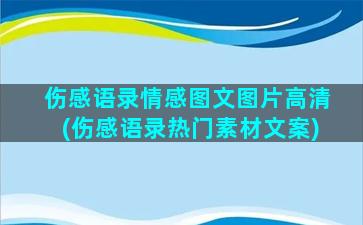 伤感语录情感图文图片高清(伤感语录热门素材文案)