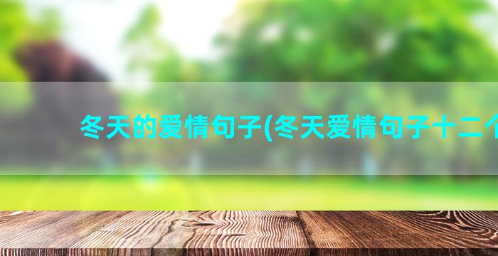 冬天的爱情句子(冬天爱情句子十二个字)