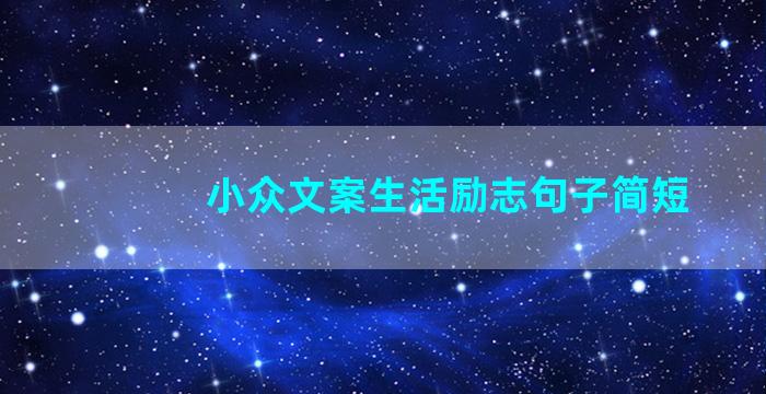 小众文案生活励志句子简短