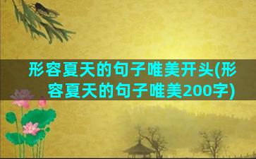 形容夏天的句子唯美开头(形容夏天的句子唯美200字)