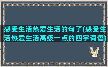 感受生活热爱生活的句子(感受生活热爱生活高级一点的四字词语)