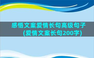 感悟文案爱情长句高级句子(爱情文案长句200字)