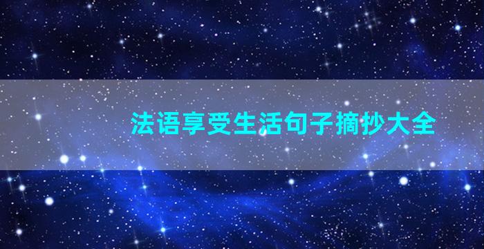 法语享受生活句子摘抄大全