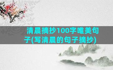 清晨摘抄100字唯美句子(写清晨的句子摘抄)