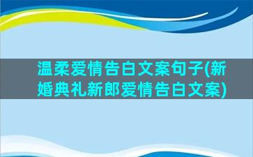 温柔爱情告白文案句子(新婚典礼新郎爱情告白文案)