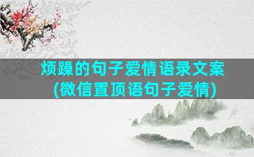 烦躁的句子爱情语录文案(微信置顶语句子爱情)