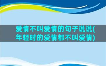 爱情不叫爱情的句子说说(年轻时的爱情都不叫爱情)