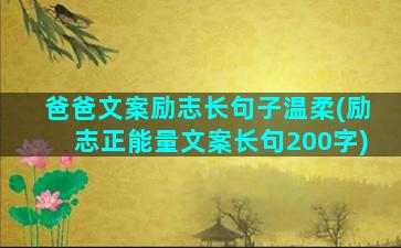 爸爸文案励志长句子温柔(励志正能量文案长句200字)