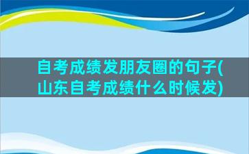 自考成绩发朋友圈的句子(山东自考成绩什么时候发)