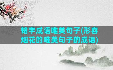 铭字成语唯美句子(形容烟花的唯美句子的成语)